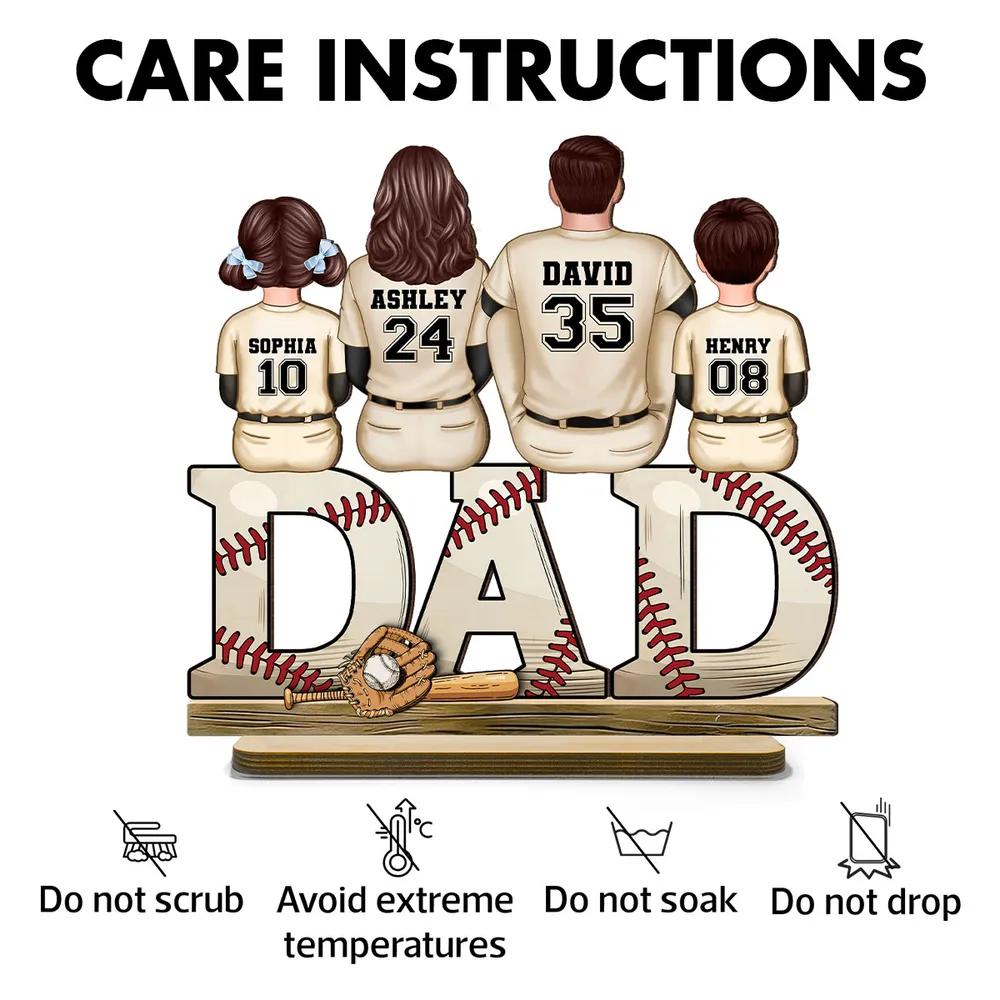 Family Baseball Theme – Custom Wooden Plaque for Dad, Personalized with Family Members and Jerseys – Ideal Father’s Day Gift - Image 5