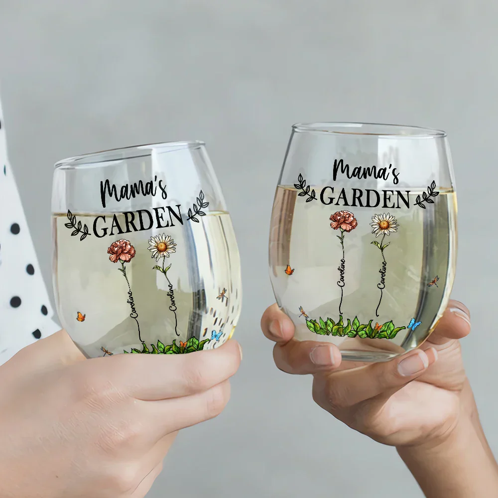 Grandma's Garden Personalized Wine Glass – Custom Floral Design with Loved Ones' Names, Ideal Mother’s Day Gift for Grandmothers, Wine Glass - Image 6