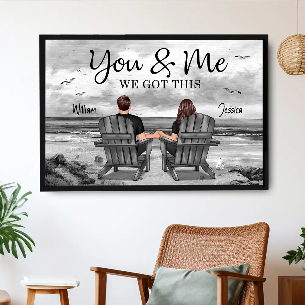 You & Me β We Got This Personalized Poster, Romantic Beach Gift for Couples, Hand-in-Hand, Love on the Shore - Image 3