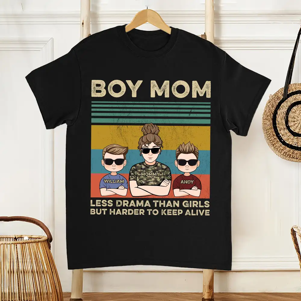 Less Drama Than Girls But Harder to Keep Alive – Custom Shirt for Boy Moms, Mother’s Day or Birthday Gift - Image 2