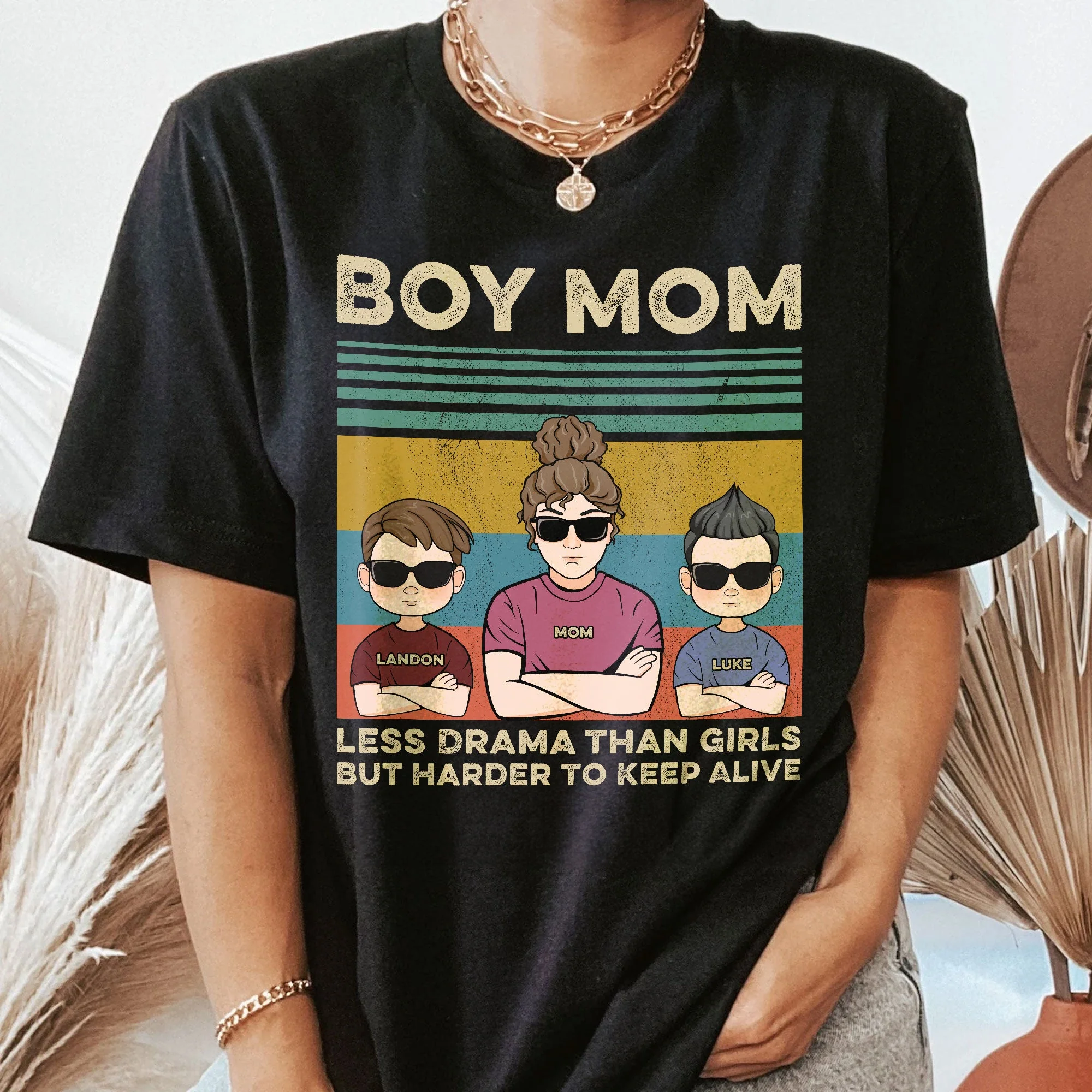 Less Drama Than Girls But Harder to Keep Alive – Custom Shirt for Boy Moms, Mother’s Day or Birthday Gift - Image 4