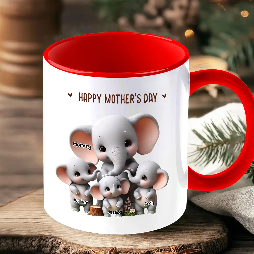 Custom Elephant Mother & Baby Mug for Mom – Personalized Ceramic Cup - Image 4