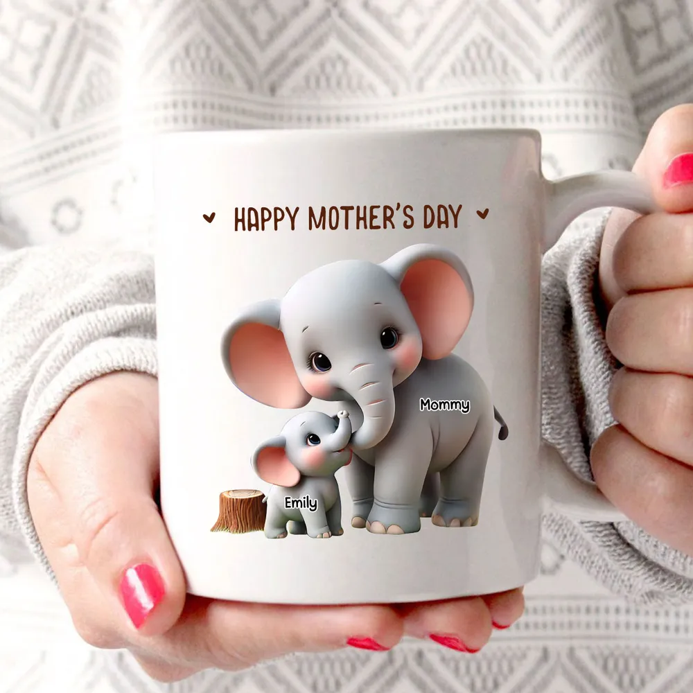 Custom Elephant Mother & Baby Mug for Mom – Personalized Ceramic Cup - Image 7