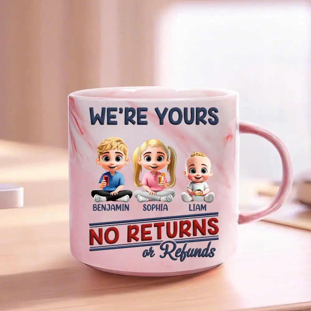 Funny Customizable Marble Mug – ‘No Returns or Refunds’ Family Gift for Parents - Image 2