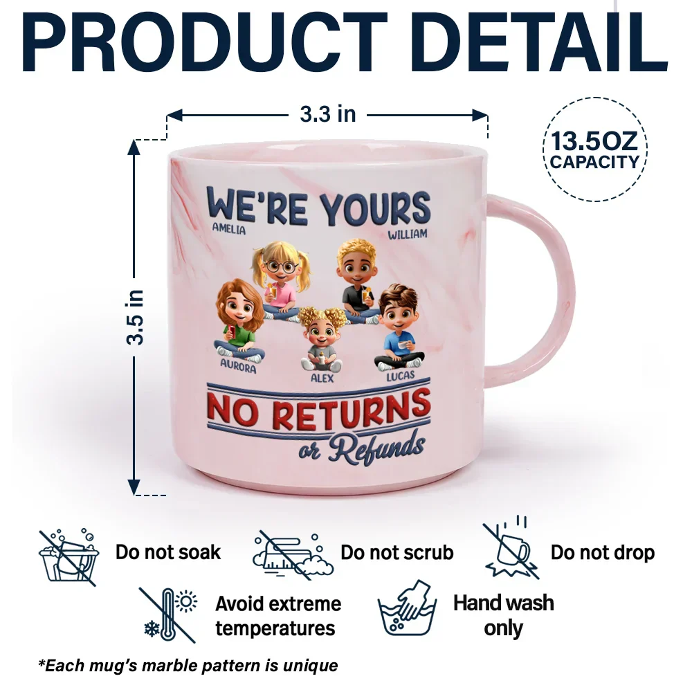 Funny Customizable Marble Mug – ‘No Returns or Refunds’ Family Gift for Parents - Image 4
