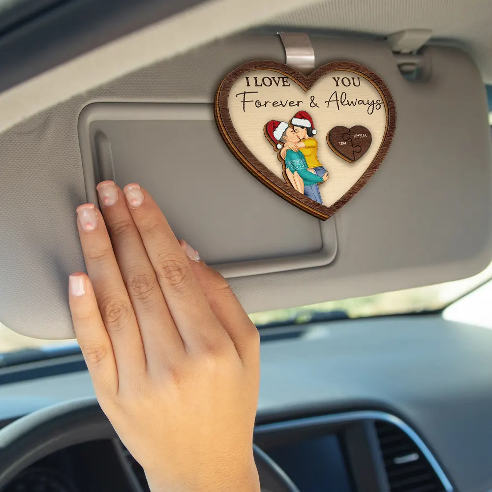 Drive Safe I Love You Kissing Couples Heart - Customizable Car Hanger for Couples with Heartfelt Message – Unique Gift for Valentine's Day - Image 9