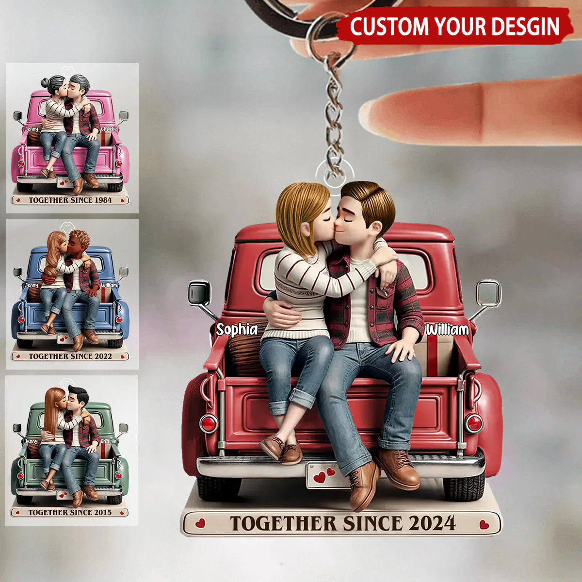 Love and Romance Acrylic Keychain - Personalized Couple Gift - Custom 'Together Since' Keychain for Couples - Image 4