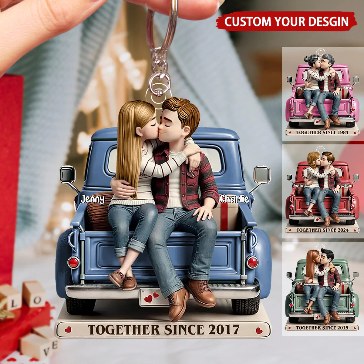 Love and Romance Acrylic Keychain - Personalized Couple Gift - Custom 'Together Since' Keychain for Couples - Image 5