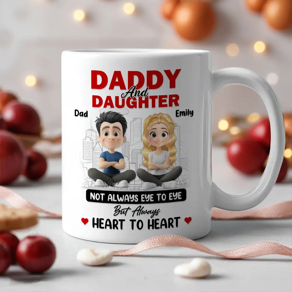 Dad And Daughter Share Love - Personalized Two-Tone Mug with Cute Design - Perfect Gift for Fathers and Daughters - Image 2