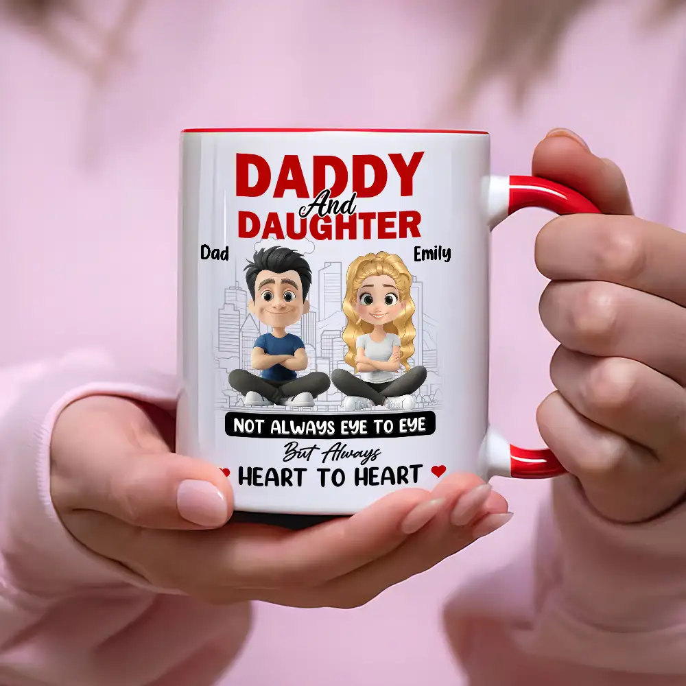 Dad And Daughter Share Love - Personalized Two-Tone Mug with Cute Design - Perfect Gift for Fathers and Daughters - Image 3