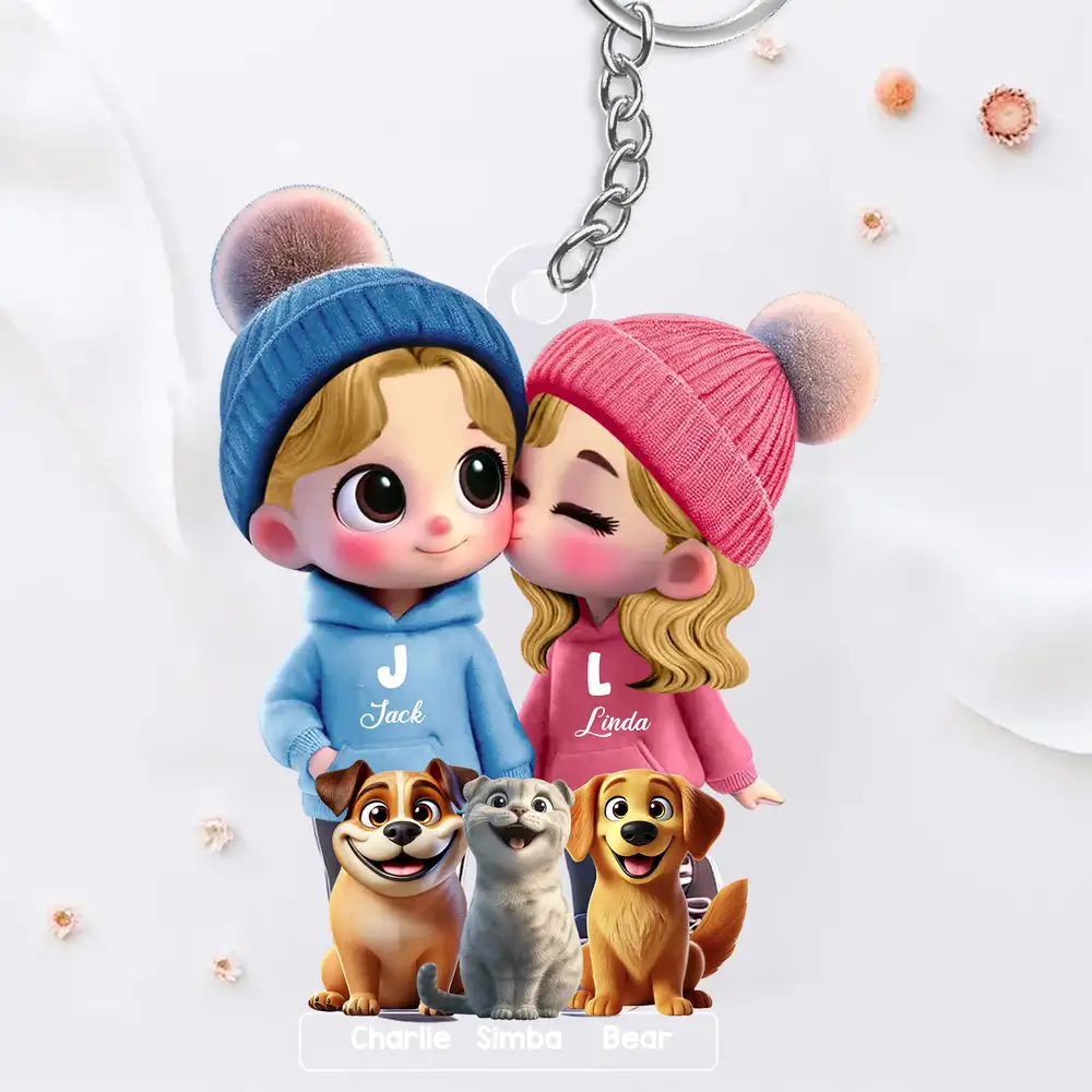 Cute Couple Car Hanger β Perfect Anniversary or Valentine's Day Gift with Personalized Names and Animal Designs - Image 3