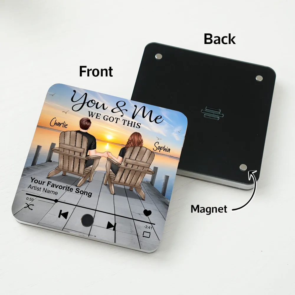 Romantic Couple Hand-in-Hand Acrylic Music Magnet & More – Personalized Anniversary & Valentine's Gift for Couples - Image 5