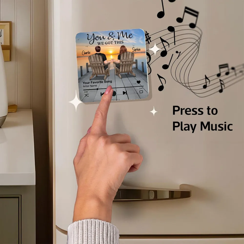 Romantic Couple Hand-in-Hand Acrylic Music Magnet & More – Personalized Anniversary & Valentine's Gift for Couples - Image 6