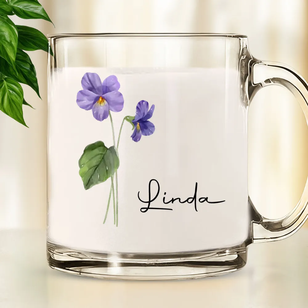 Personalized Glass Mug – Perfect Gift for Friends and Family with Custom Name and Beautiful Floral Design - Image 4