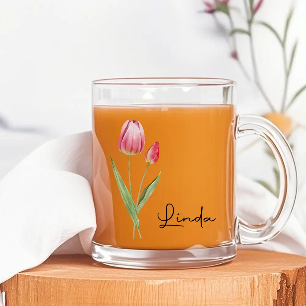 Personalized Glass Mug – Perfect Gift for Friends and Family with Custom Name and Beautiful Floral Design - Image 7