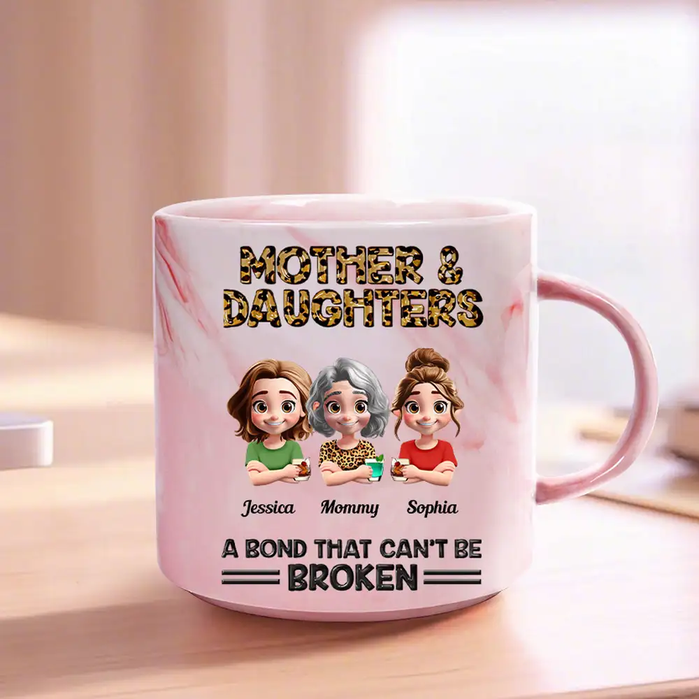 Personalized Mother & Daughter Marble Mug – Toasting Together, Heartwarming Gift for Mother or Daughter - Image 3