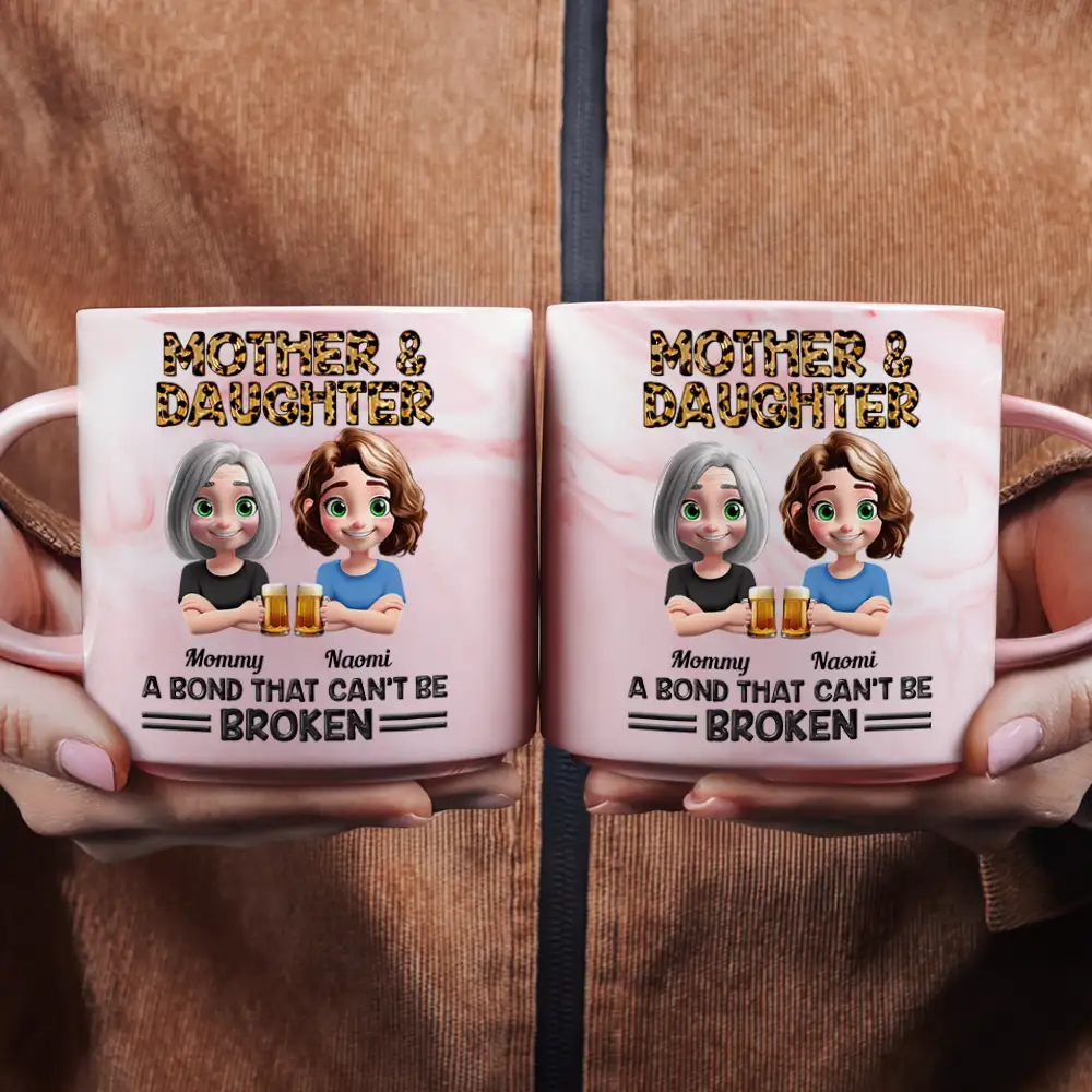 Personalized Mother & Daughter Marble Mug – Toasting Together, Heartwarming Gift for Mother or Daughter - Image 5