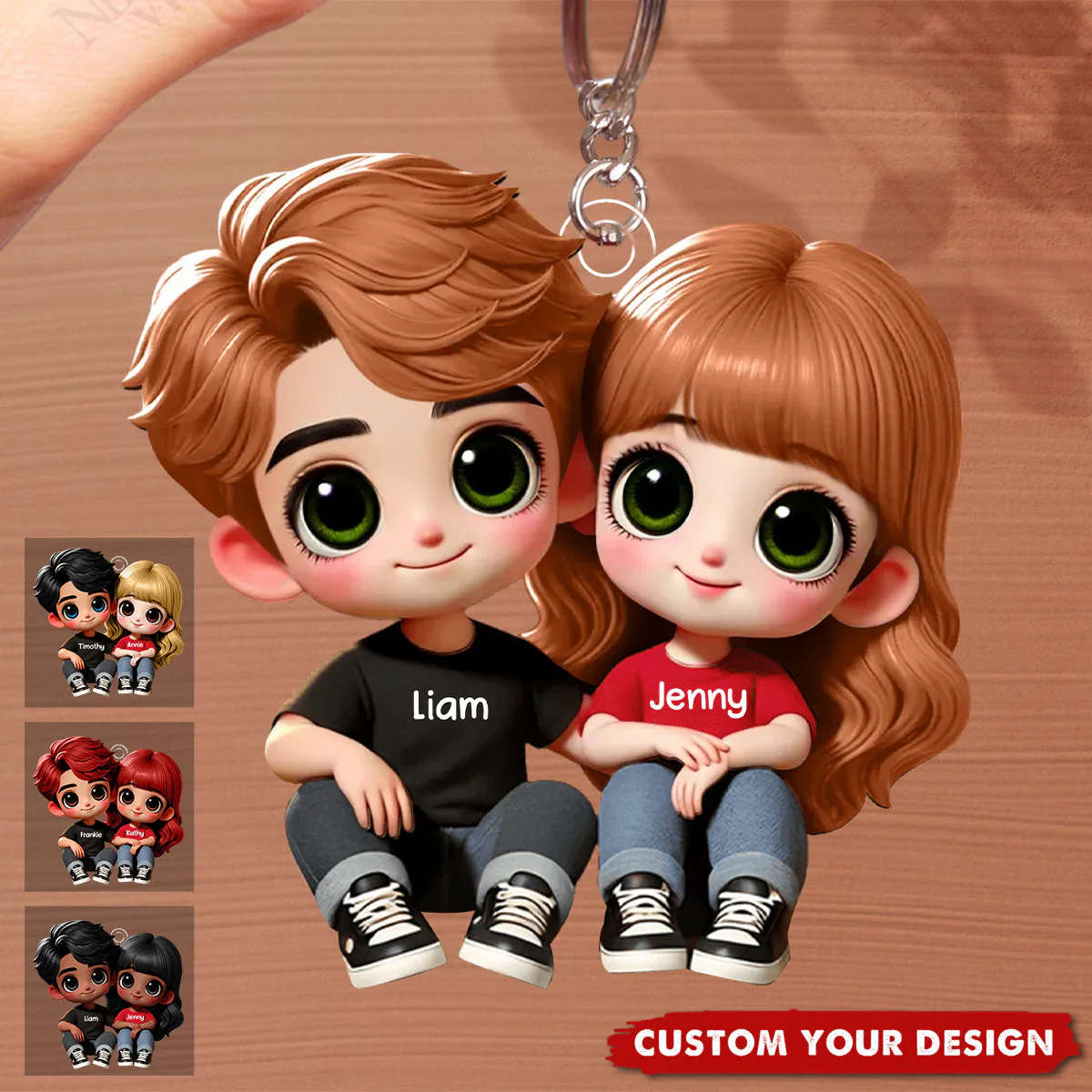 Custom Couple Sitting Keychain – Personalized Acrylic Keychain for Lovers – Sweet Anniversary or Valentine’s Day Gift - Image 4