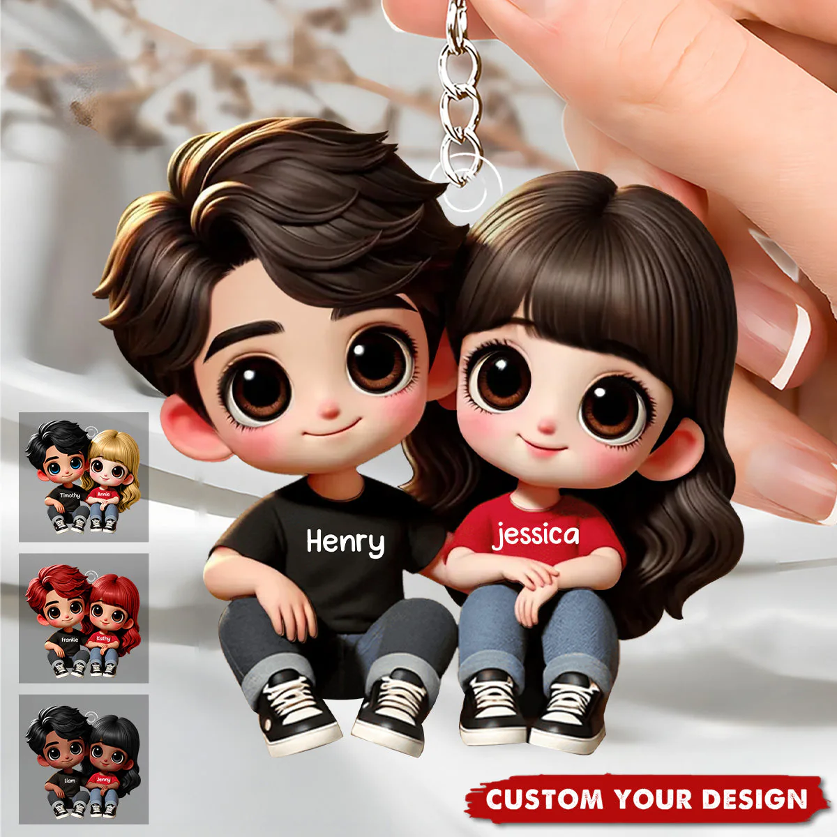 Custom Couple Sitting Keychain – Personalized Acrylic Keychain for Lovers – Sweet Anniversary or Valentine’s Day Gift - Image 5