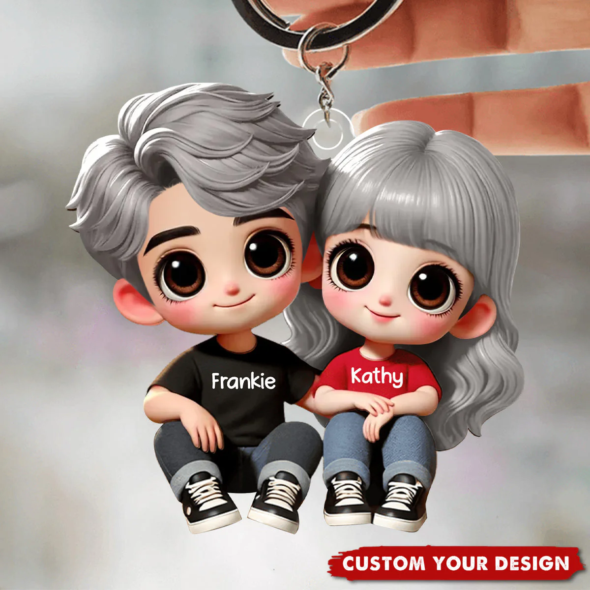 Custom Couple Sitting Keychain – Personalized Acrylic Keychain for Lovers – Sweet Anniversary or Valentine’s Day Gift - Image 6
