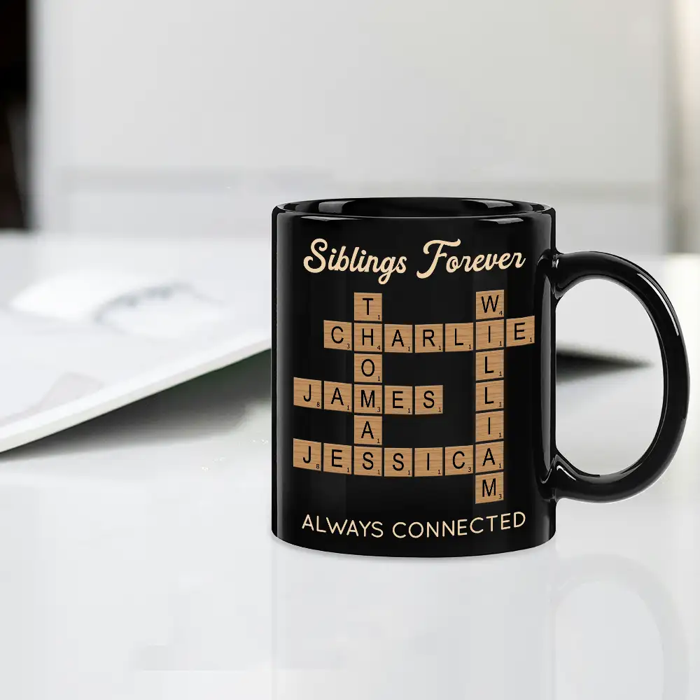 Spell Out the Love! Siblings Forever Crossword Mug – Perfect Gift for Brothers and Sisters on Any Occasion - Image 2