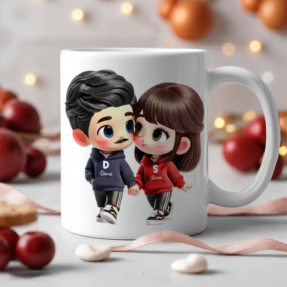 Personalized Couple Acrylic Car Hanger – Cute Lovers in Hoodies, Perfect Gift for Anniversary or Valentine’s Day - Image 5