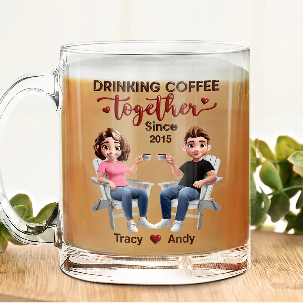Personalized Couple's Glass Mug - Custom Year Anniversary Gift - Image 3
