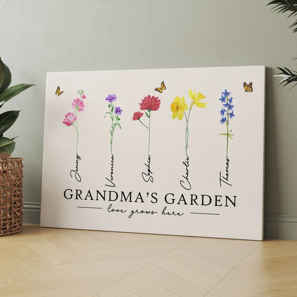 Personalized Flower Name Art Poster/Canvas Gift for Grandmother - Image 5