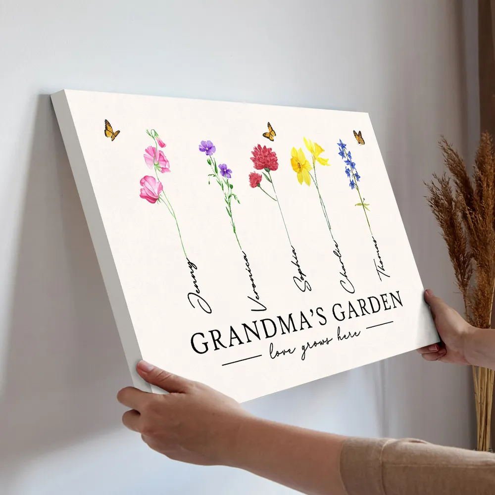 Personalized Flower Name Art Poster/Canvas Gift for Grandmother - Image 7