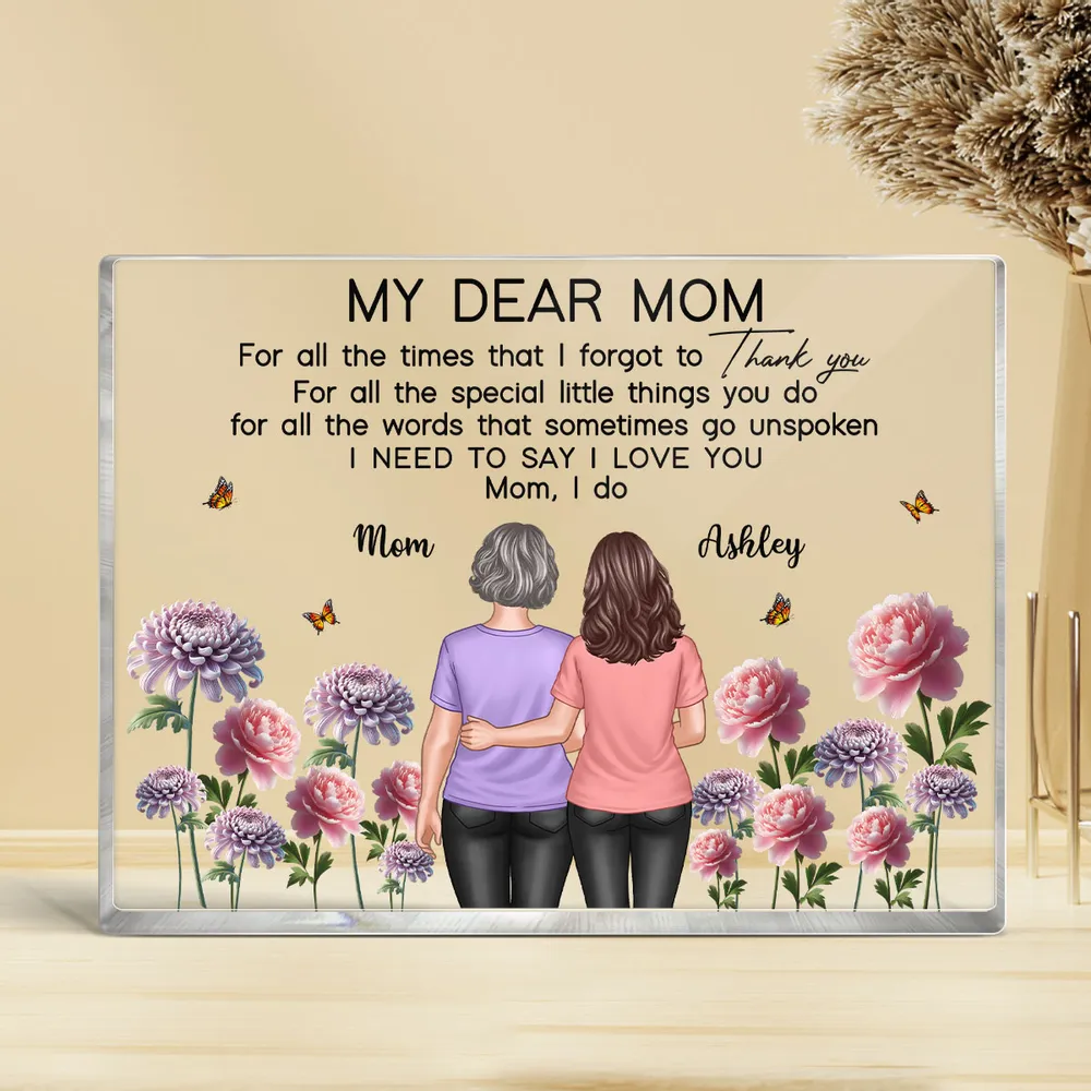Mother-Daughter Acrylic Plaque with Flower Field Design - Image 2