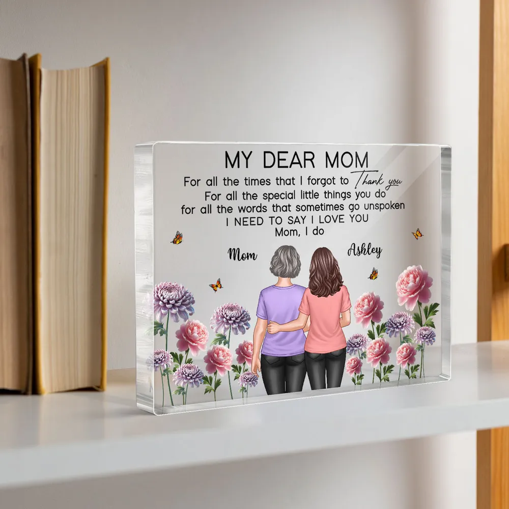 Mother-Daughter Acrylic Plaque with Flower Field Design - Image 5