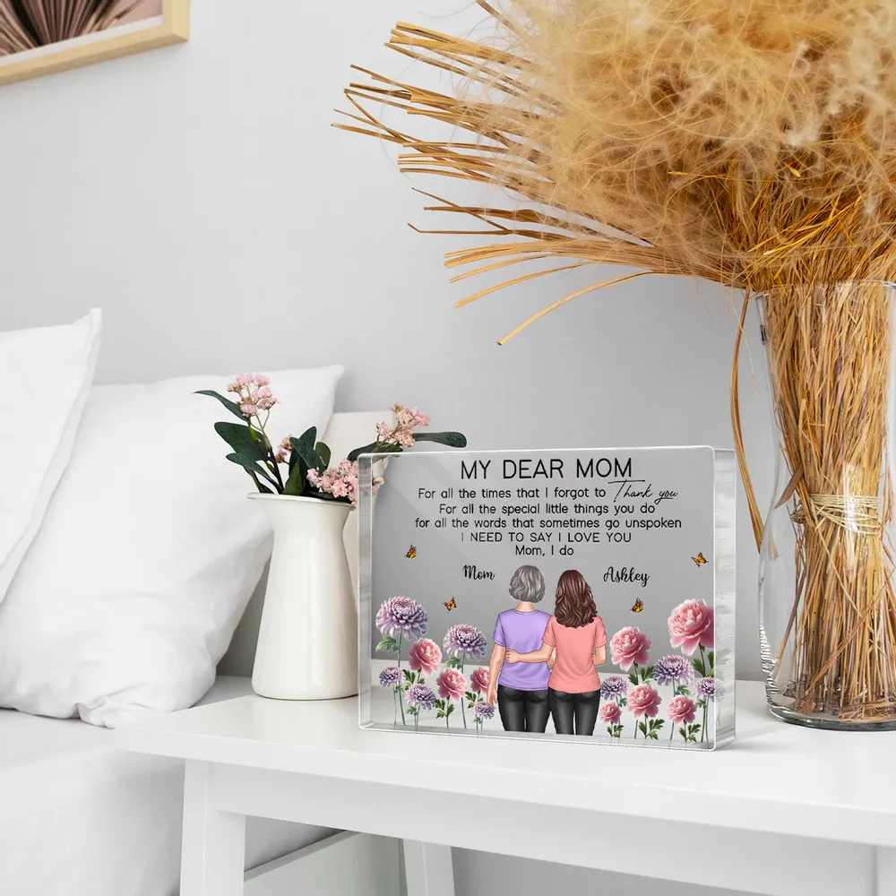 Mother-Daughter Acrylic Plaque with Flower Field Design - Image 6