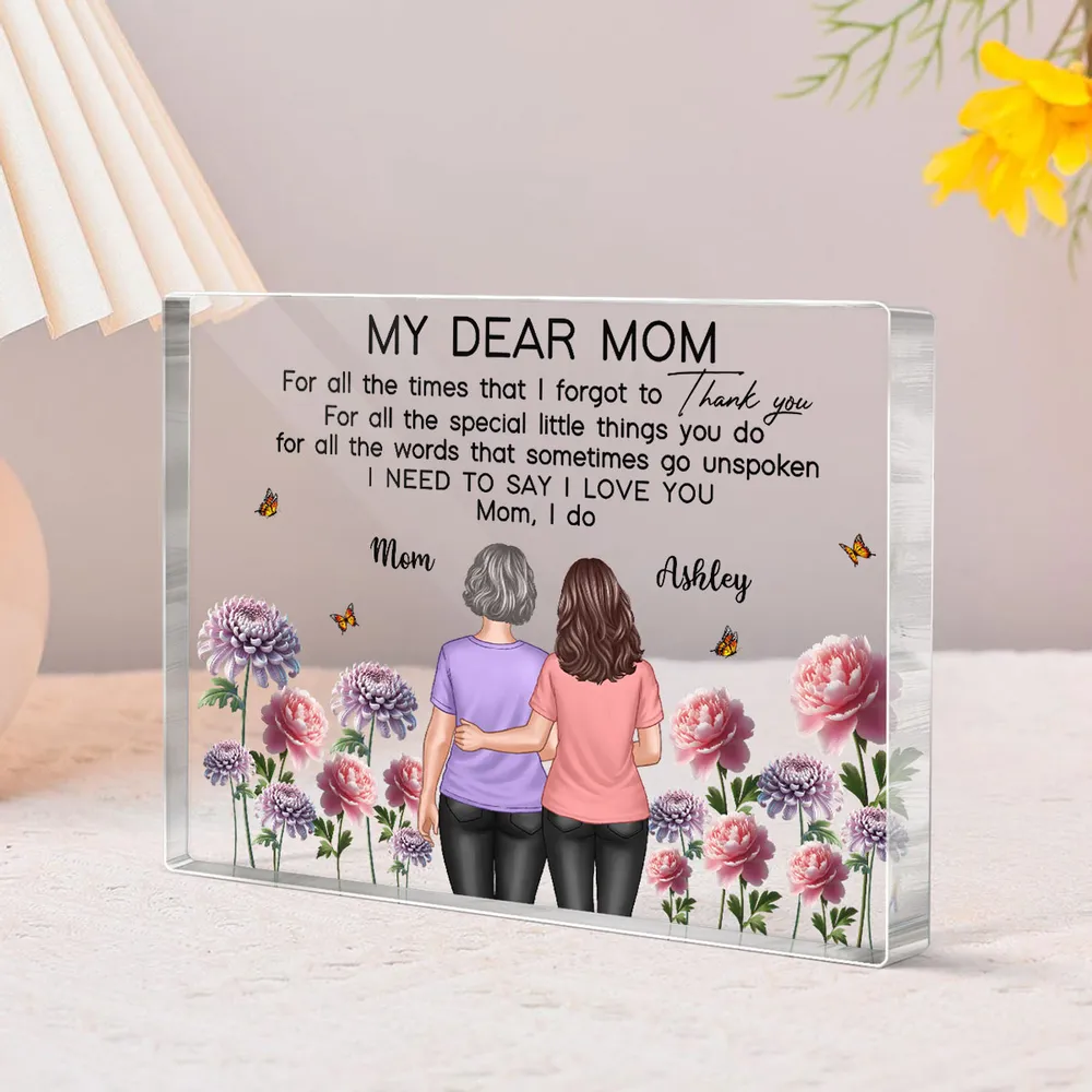 Mother-Daughter Acrylic Plaque with Flower Field Design - Image 7