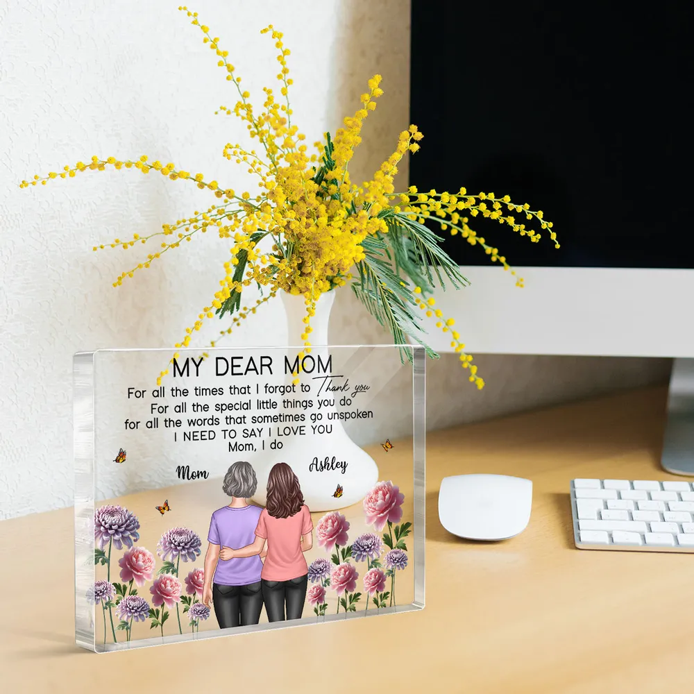 Mother-Daughter Acrylic Plaque with Flower Field Design - Image 8