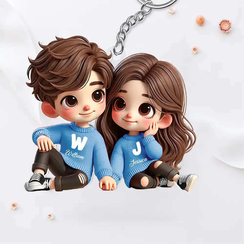Personalized Cartoon Couple Acrylic Keychain, Creative Keepsake Gift for Anniversaries - Image 3