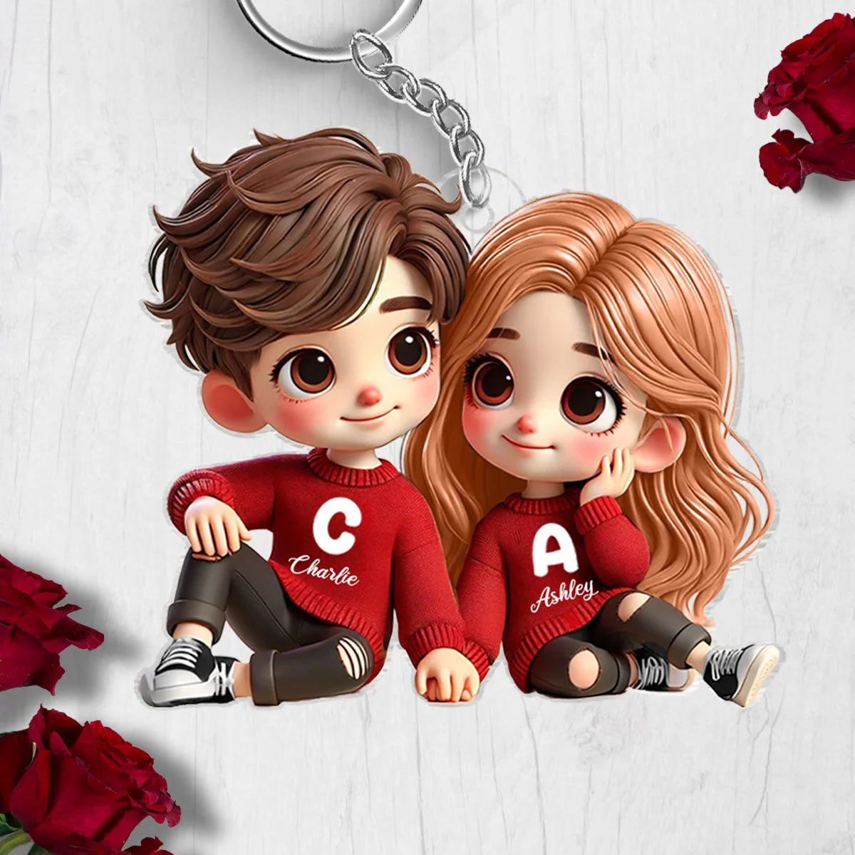 Personalized Cartoon Couple Acrylic Keychain, Creative Keepsake Gift for Anniversaries - Image 5