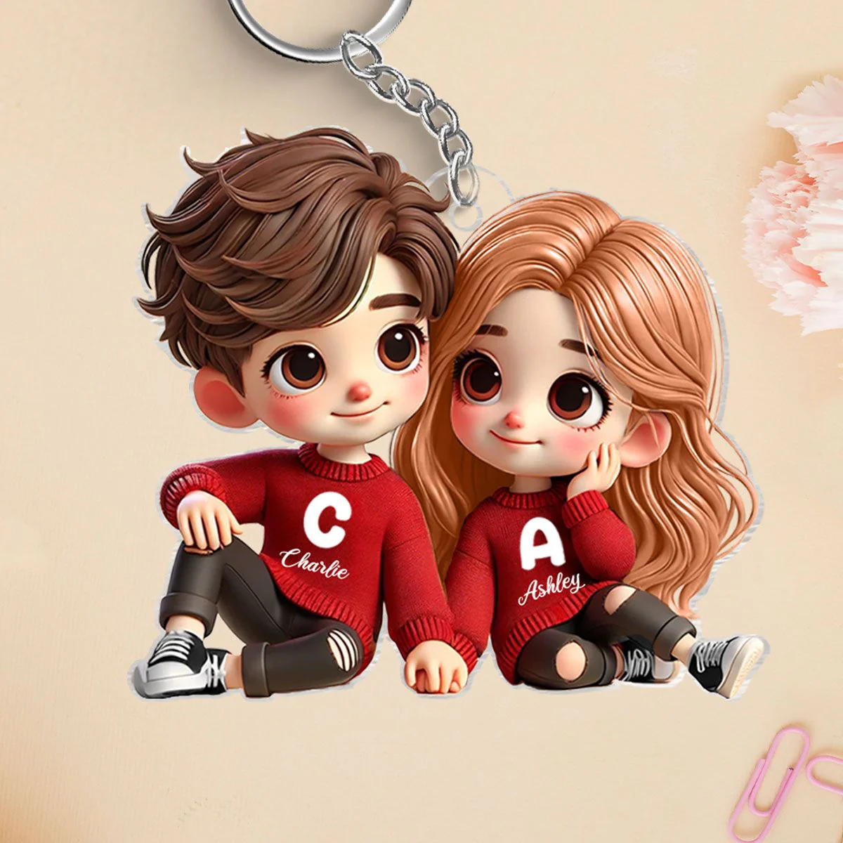 Personalized Cartoon Couple Acrylic Keychain, Creative Keepsake Gift for Anniversaries - Image 7