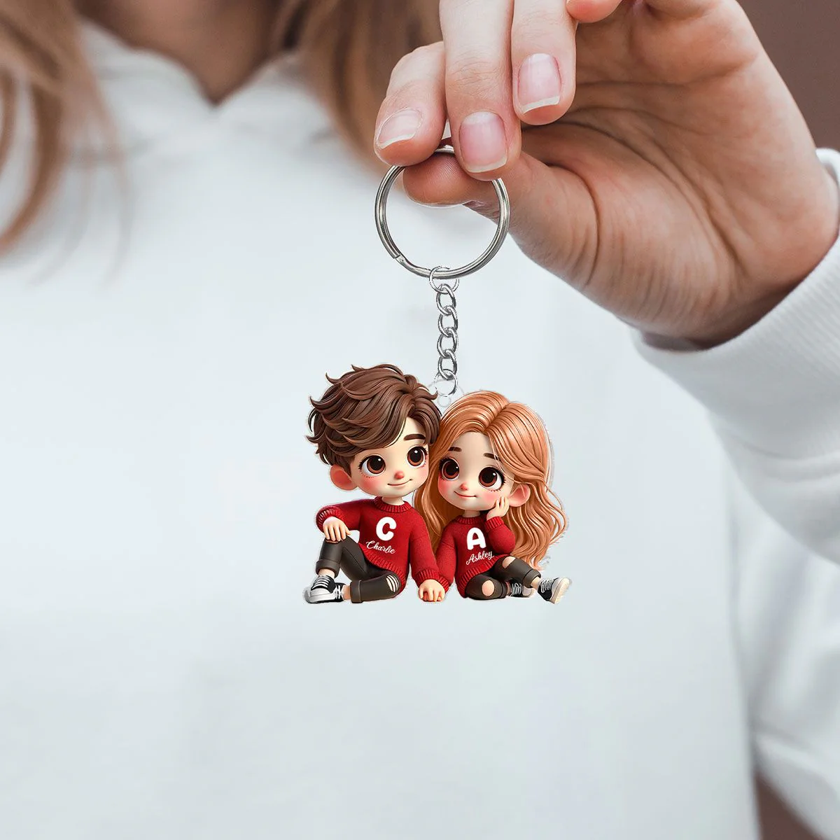 Personalized Cartoon Couple Acrylic Keychain, Creative Keepsake Gift for Anniversaries - Image 9