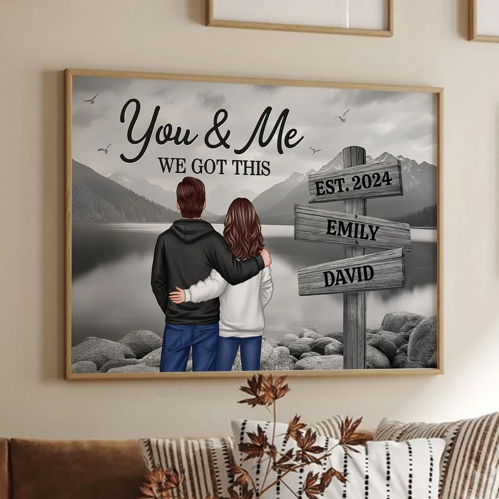Couple Hugging At Lake Dock – Custom Couple Poster with Your Names – Gift for Lovers - Image 10