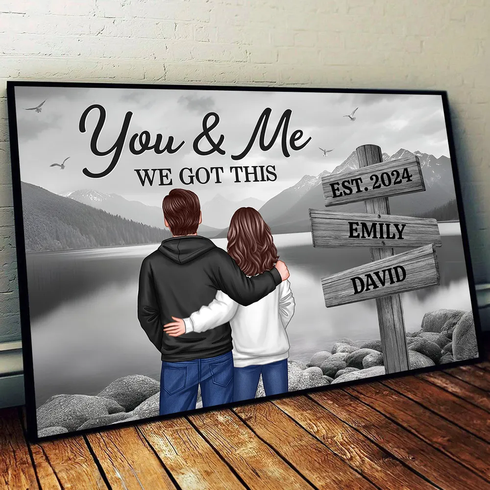 Couple Hugging At Lake Dock – Custom Couple Poster with Your Names – Gift for Lovers - Image 11