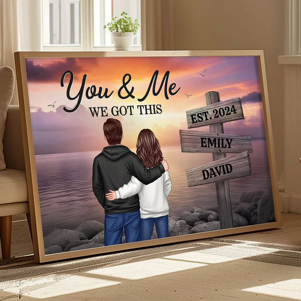 Couple Hugging At Lake Dock – Custom Couple Poster with Your Names – Gift for Lovers - Image 12