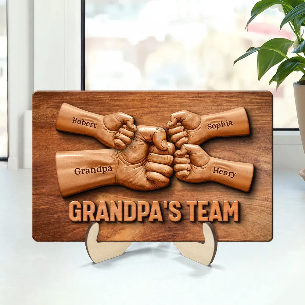 Dad's Team 2-Layer Wooden Plaque with Customizable Names for Father and Kids – Unique Gift for Father's Day - Image 10