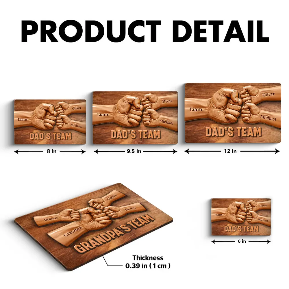 Dad's Team 2-Layer Wooden Plaque with Customizable Names for Father and Kids – Unique Gift for Father's Day - Image 5