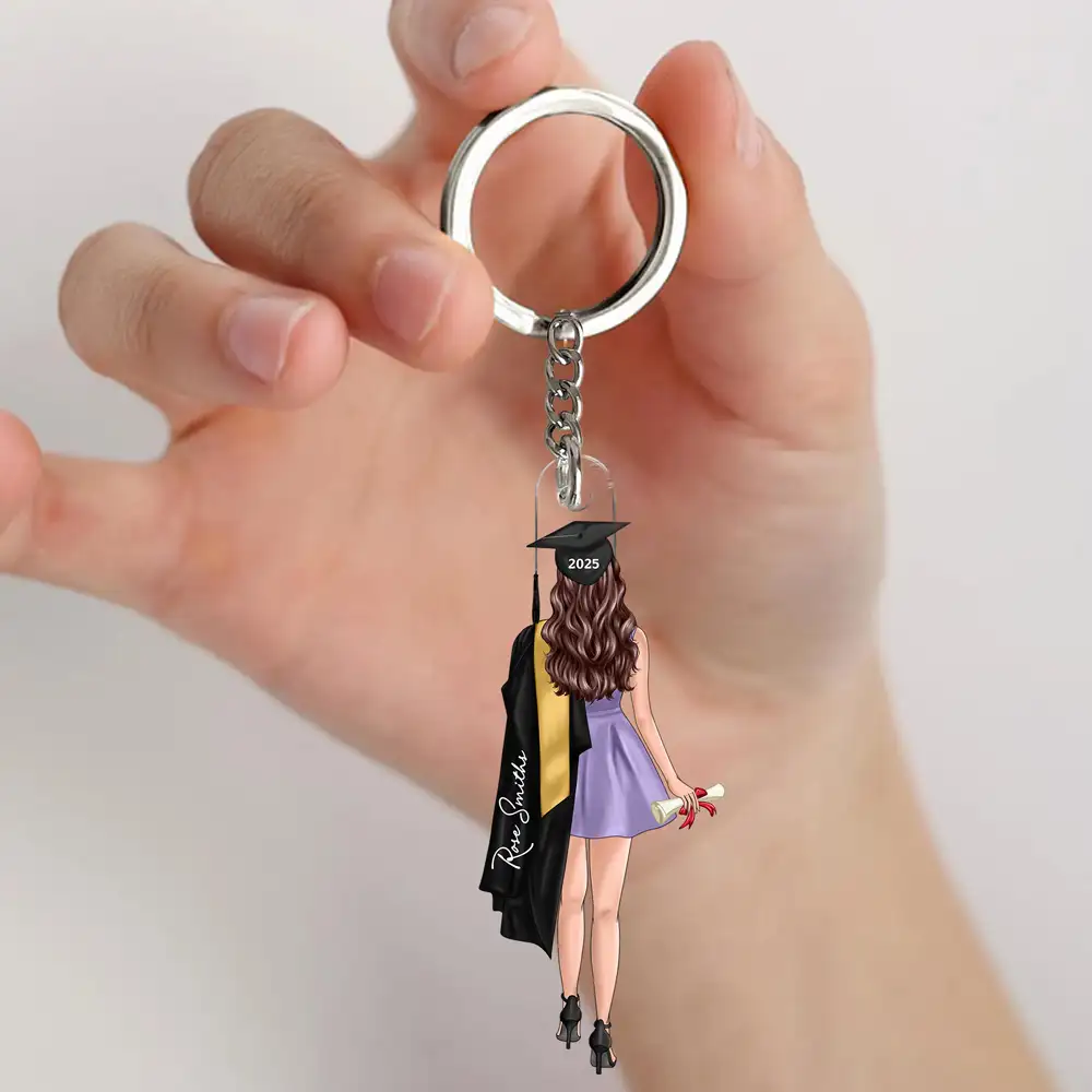 Custom Graduation Keychain with Name & Graduate Figure - Image 4