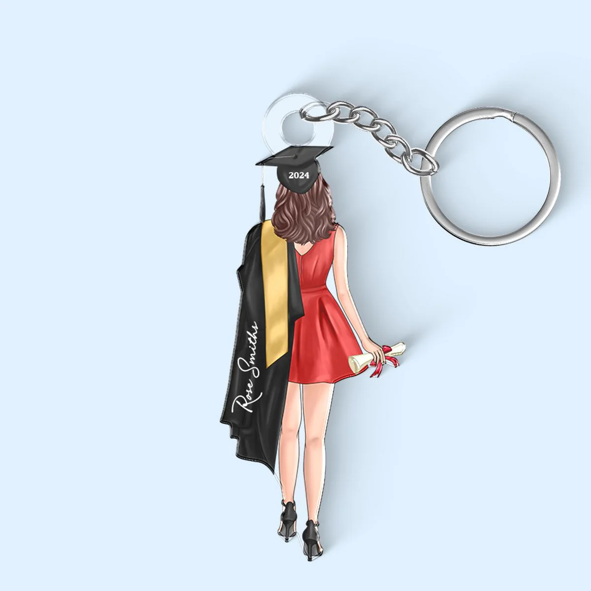 Custom Graduation Keychain with Name & Graduate Figure - Image 7