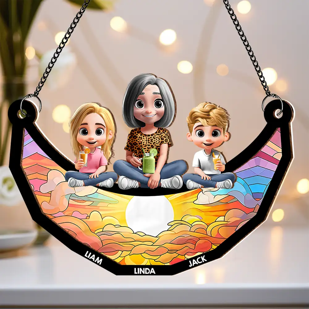 Customized Family Bond Ornament – Personalized Wood and Acrylic Swing Design for Mother’s Day - Image 3