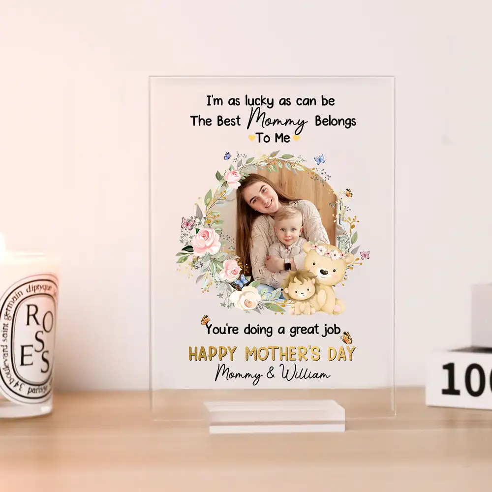Personalized Baby Plaque with Sweet Floral Elephants Design - Image 3