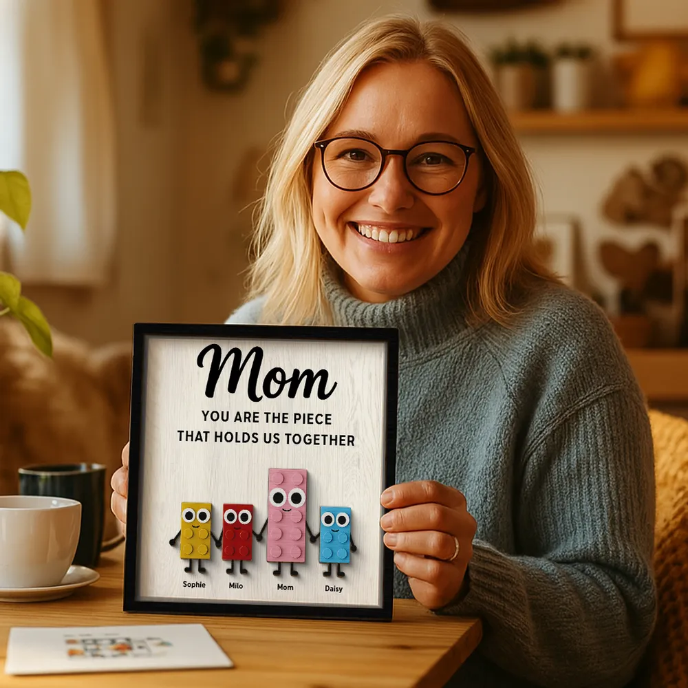 Mom You Are The Piece That Holds Us Together – Personalized 2-Layer Wooden Plaque Gift for Mom or Grandma - Image 5