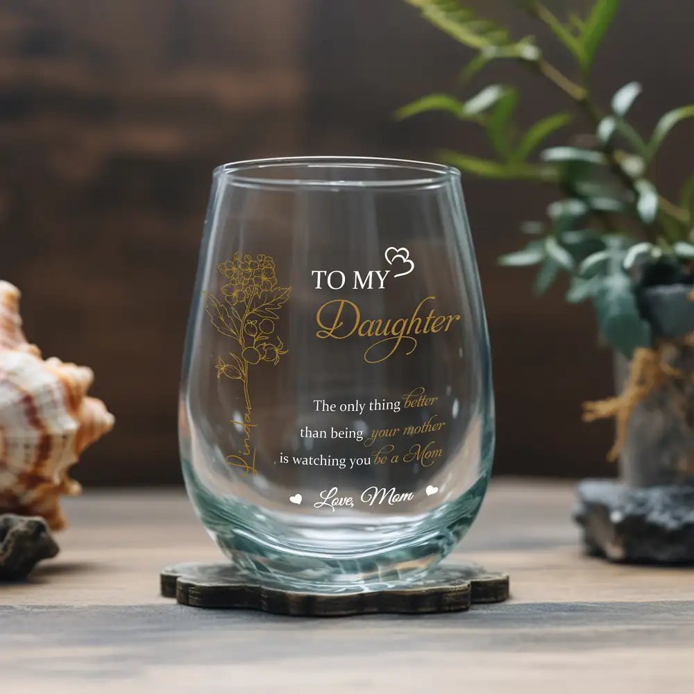 Custom Wine Glass for Daughter – Thoughtful Gift from Mom with Touching Sentiment and Personalized Name - Image 2