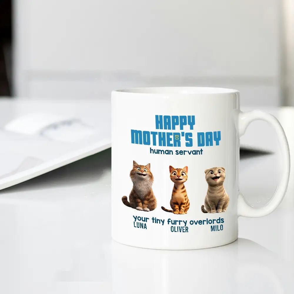 Customizable Cat Mom Mug – ‘Happy Mother’s Day’ Ceramic Mug with Pet Names - Image 2